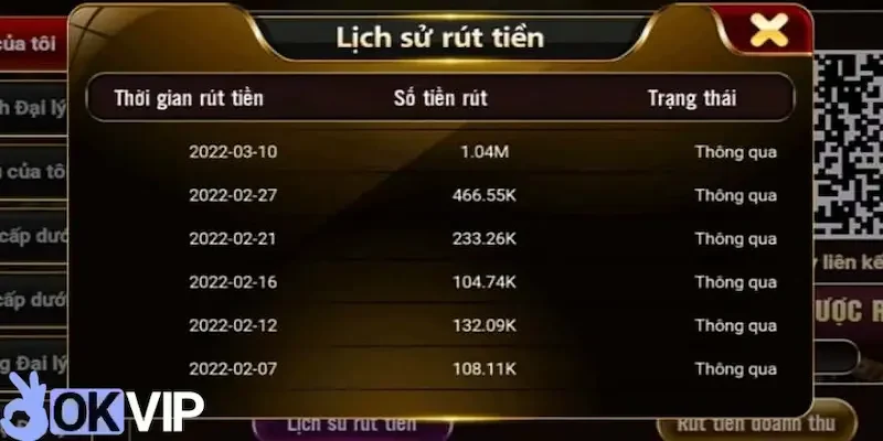 Điều kiện thực hiện cách rút tiền OKVIP